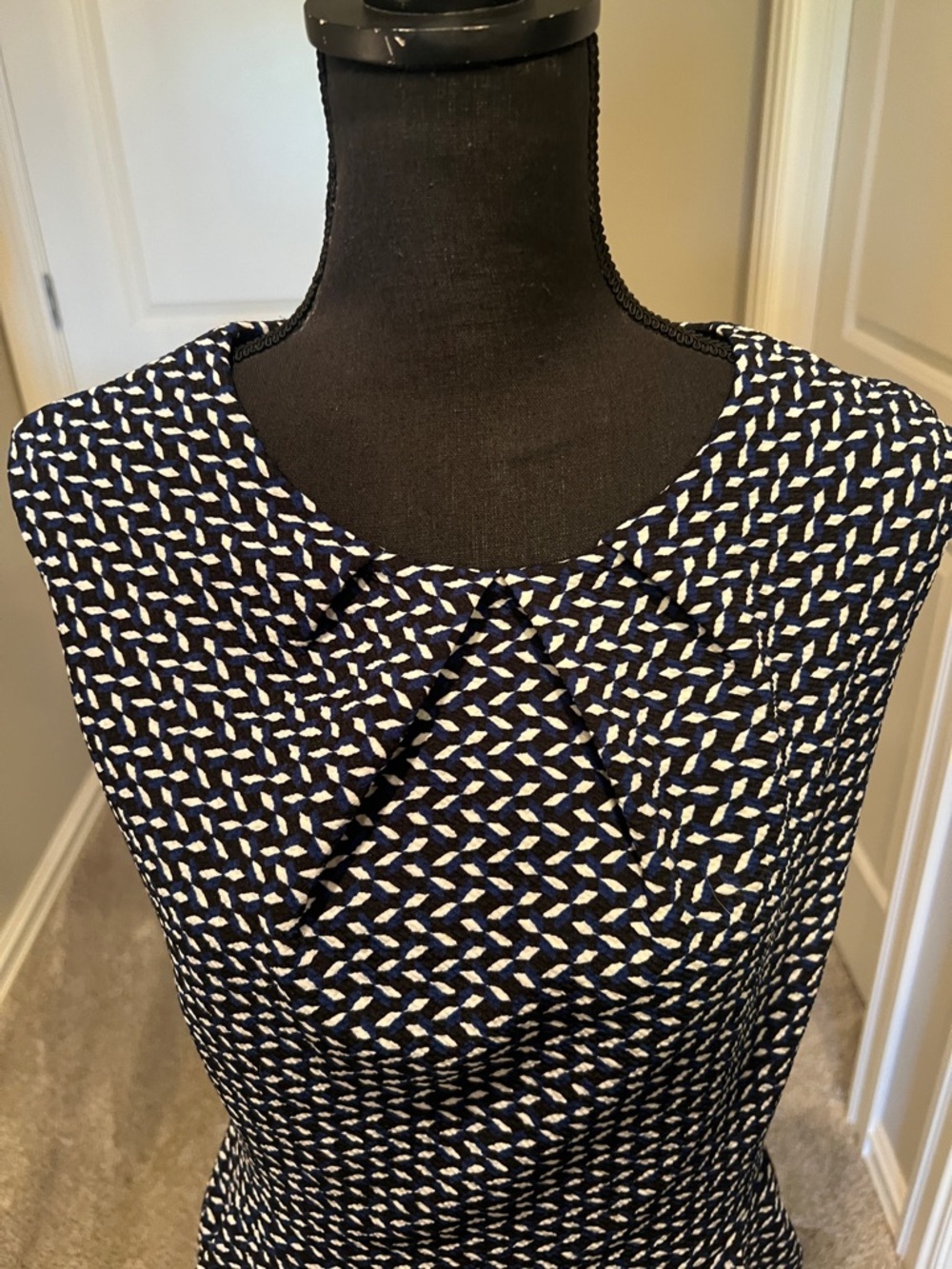 Mystic Black and White Geometric-Print Midi Dress - Picture 3 of 8